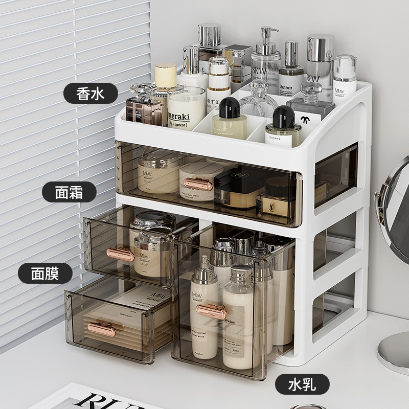 High Luxury Skincare - デスクトップ化粧品収納ボックス、高級スキンケア製品整理棚、軽量高級防塵透明メイクボックス