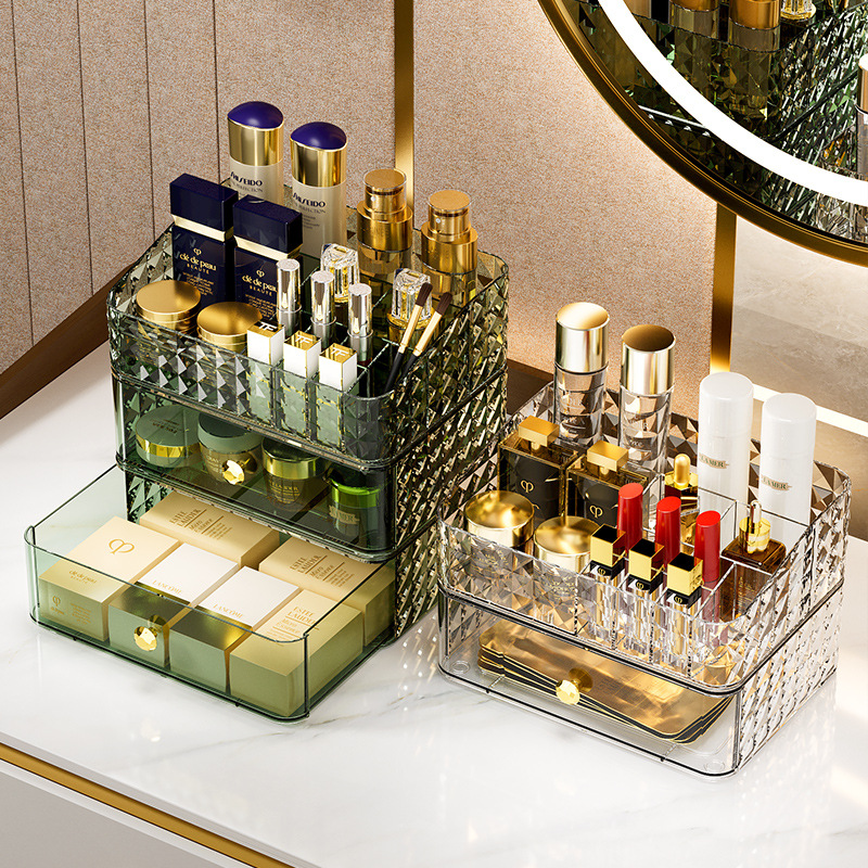 ダイヤモンドパターン化粧品収納ボックス 高級感 大容量 デス - High Luxury Skincare のレビューと価格