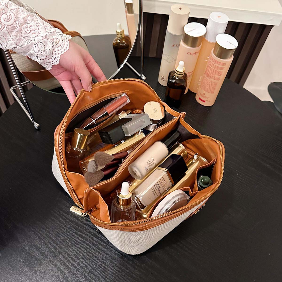 レトロで軽やかな高級感のあるシンプルなキャンバス製ハンドバッ - High Luxury Skincare のレビューと価格