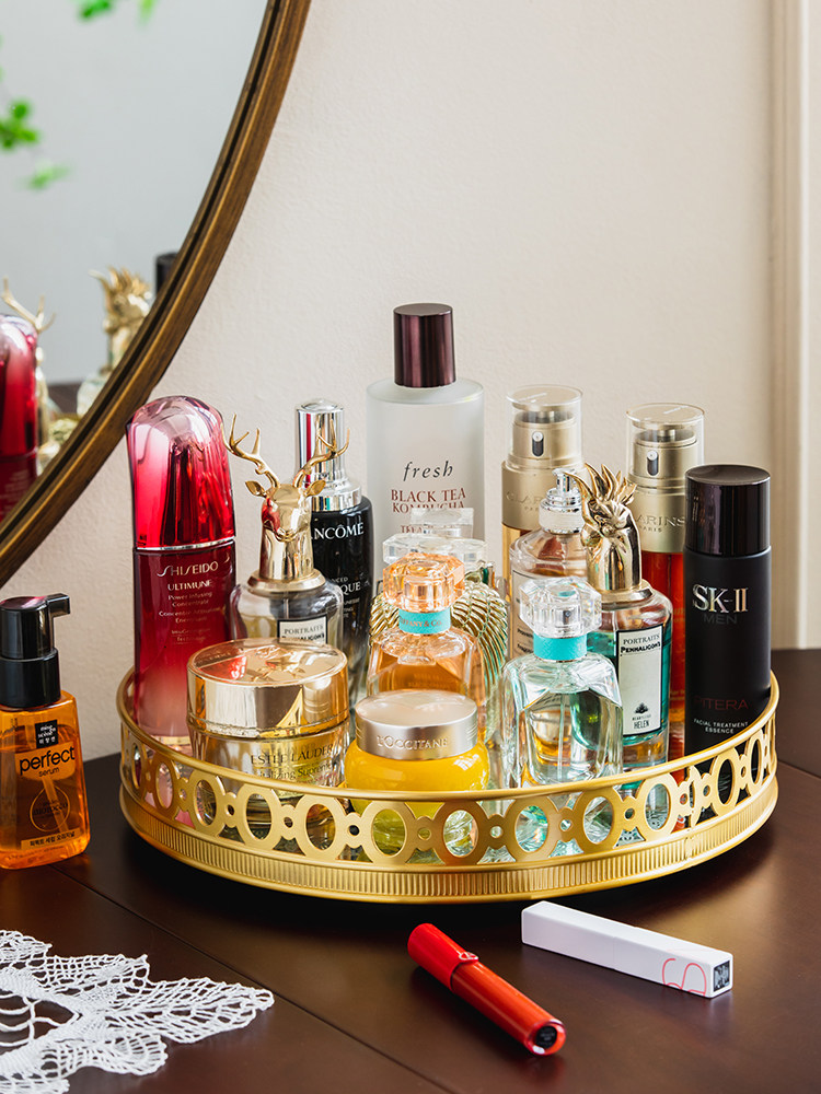 軽奢ミラー真鍮製回転式収納メイク＆スキンケア用品リビングルー - High Luxury Skincare のレビューと価格